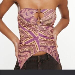 Urban Outfitters - Silence + Noise Purple and Brown Paisley Blouse